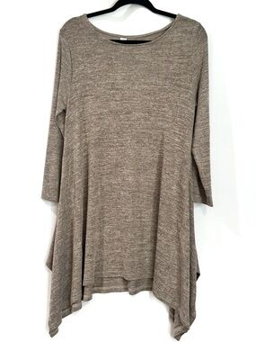 Heathmoor Heather Brown Tunic Top Womens XL Asymmetrical Hem NWT